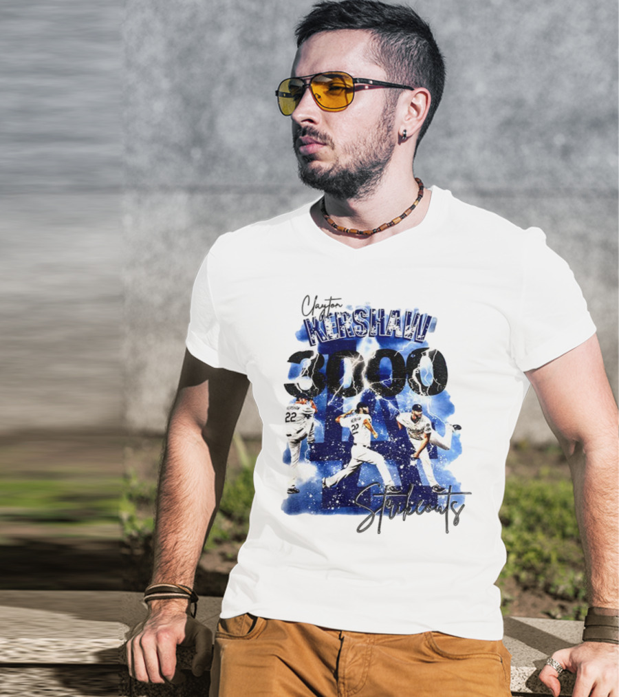 Clayton Kershaw 3000 Strikeouts Los Angeles Dodgers MLB Vintage T-Shirt