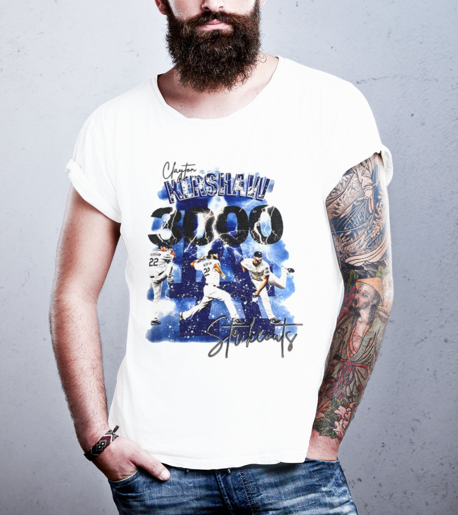 Clayton Kershaw 3000 Strikeouts Los Angeles Dodgers MLB Vintage T-Shirt