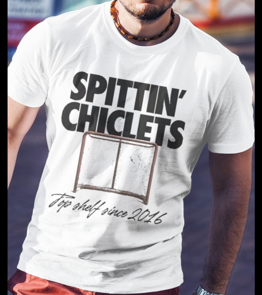 Spittin Chiclets Top Shelf Since 2016 Hockey Net T-Shirt