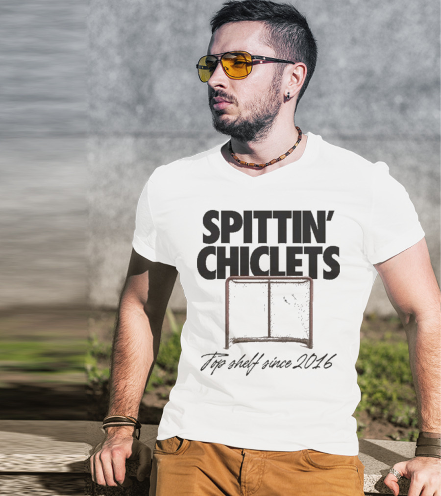 Spittin Chiclets Top Shelf Since 2016 Hockey Net T-Shirt