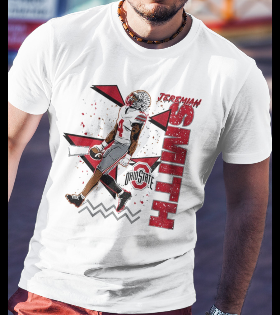 Ohio State Buckeyes Football Jeremiah Smith 90s Style Vintage Red Black Pattern T-Shirt