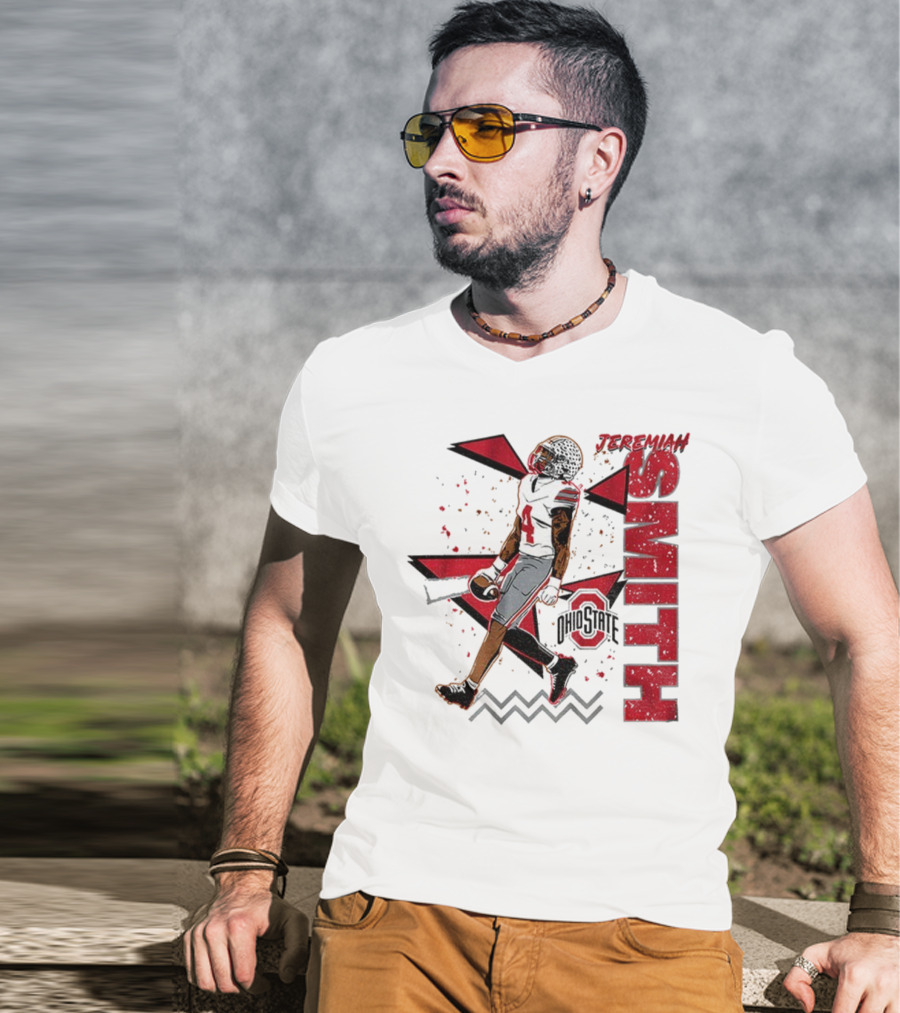 Ohio State Buckeyes Football Jeremiah Smith 90s Style Vintage Red Black Pattern T-Shirt