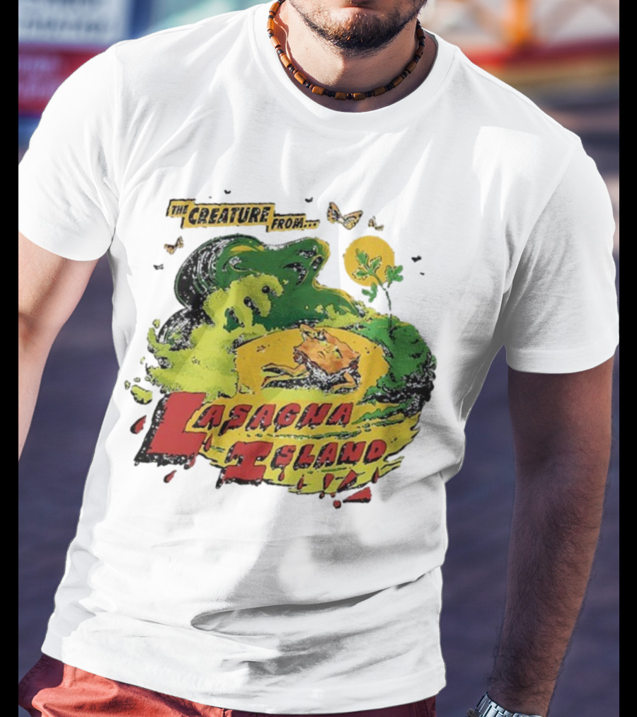 The Creature From Lasagna Island Vintage Horror Design October 2025 T-Shirt