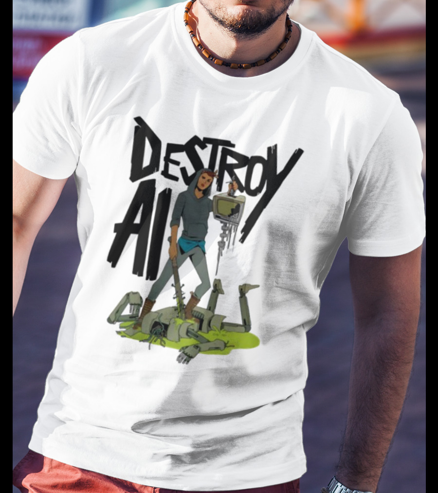 "Aftermath Destroy AI Futuristic Battle Scene" T-Shirt