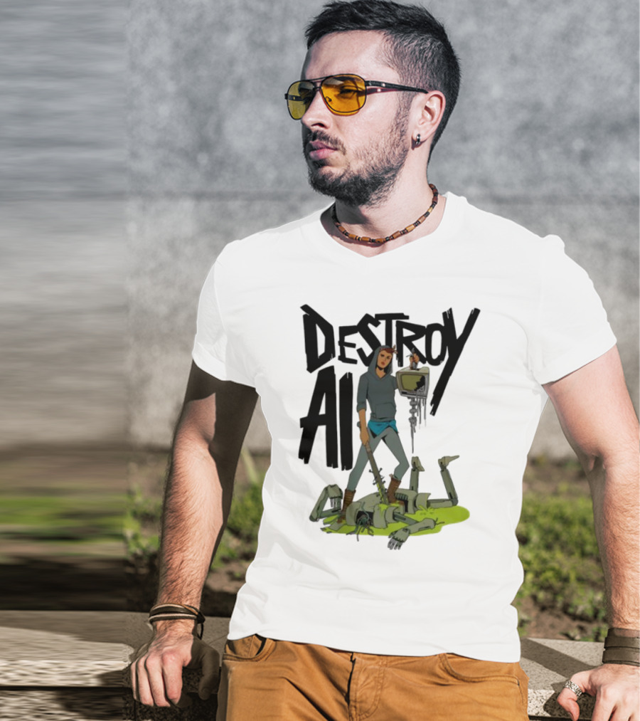 "Aftermath Destroy AI Futuristic Battle Scene" T-Shirt