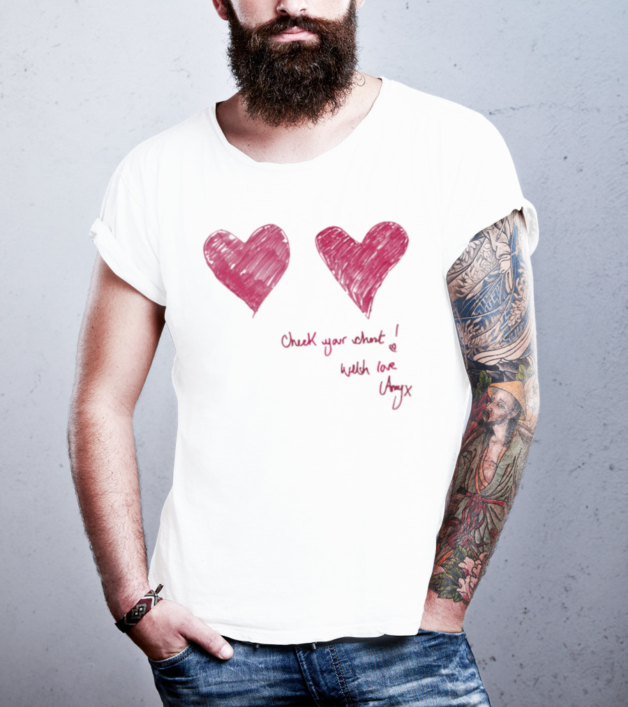 Check Your Chest Heart Design Breast Cancer Awareness With Love Uxy T-Shirt