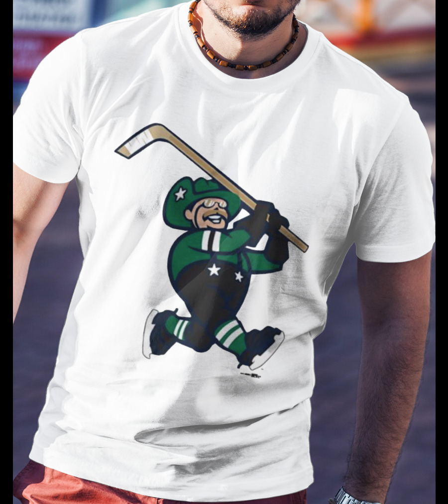 Frisco RoughRiders Dallas Stars Night Mascot Skating Youth Hockey T-Shirt