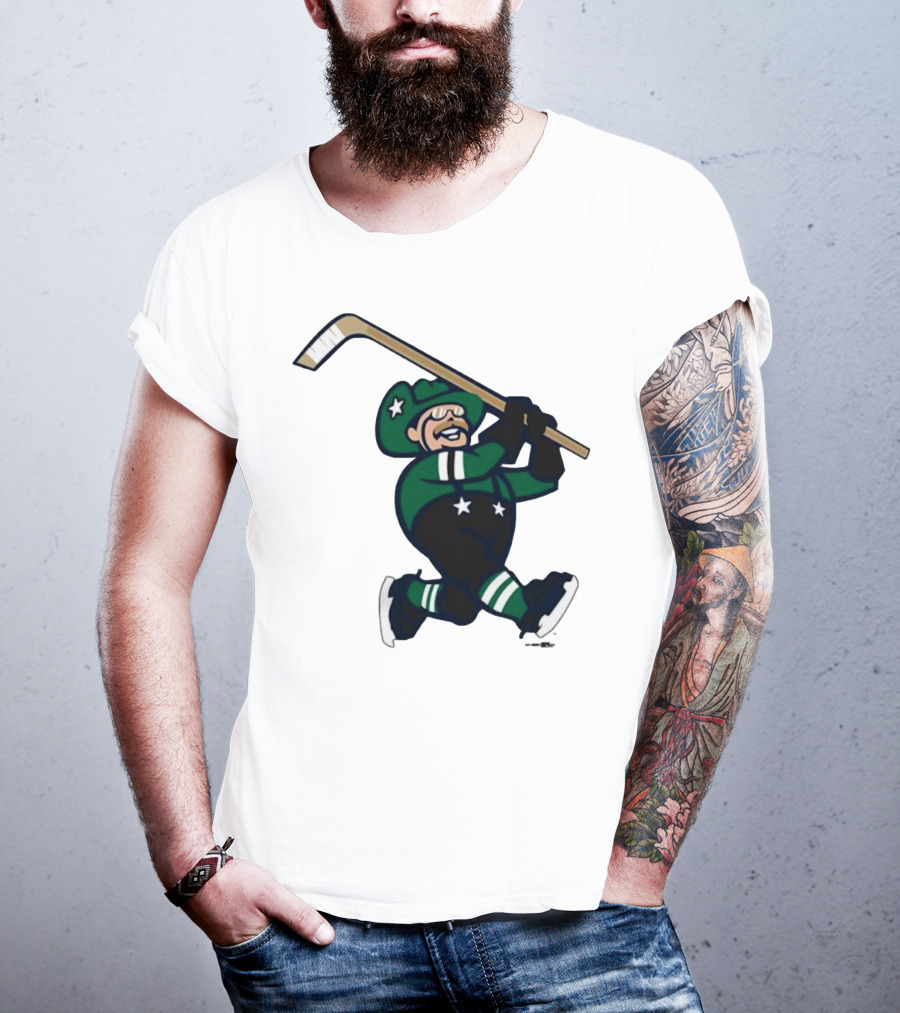 Frisco RoughRiders Dallas Stars Night Mascot Skating Youth Hockey T-Shirt