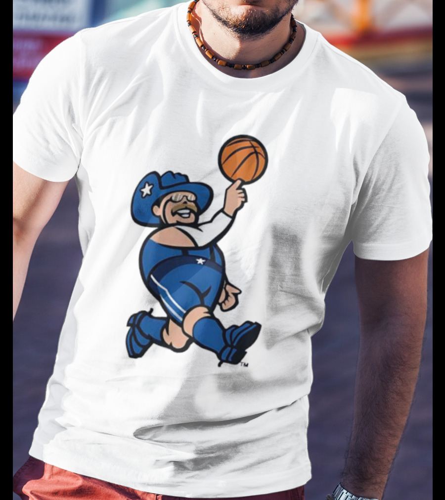 Frisco RoughRiders Dallas Mavericks Crossover Mascot Basketball Cowboy T-Shirt