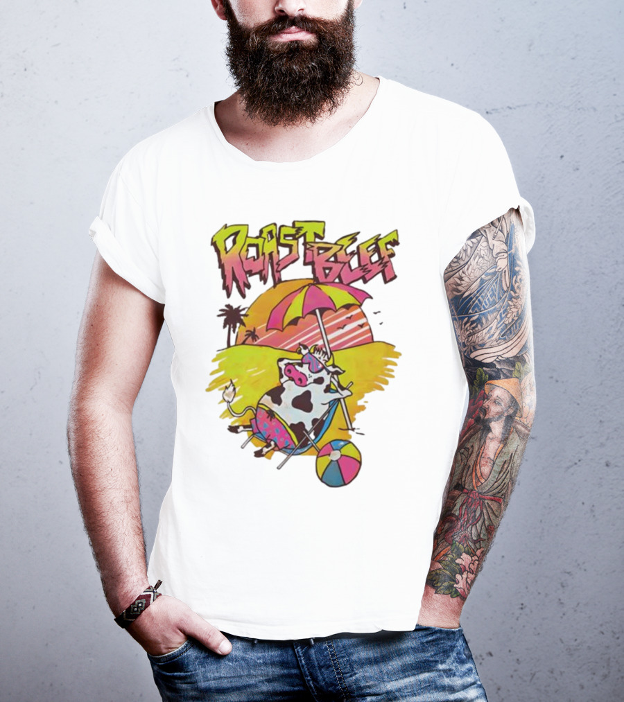 Roast Beef Sunbathing Cow Graphic Gaten Matarazzo Dustin Stranger Things T-Shirt