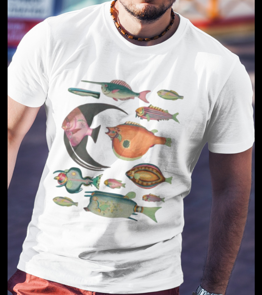 K45ink Fugly Fish Large Colorful Artistic Surreal Ocean Creatures T-Shirt