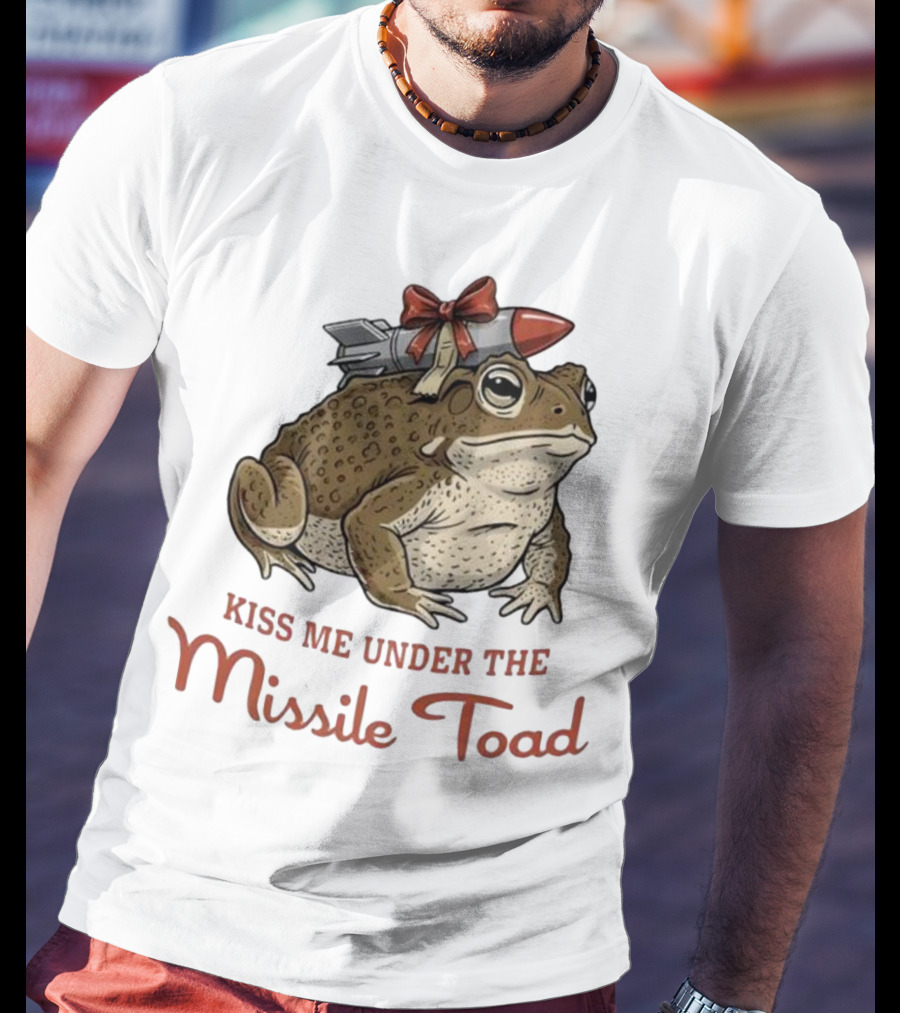Kiss Me Under The Missile Toad Frog Christmas Holiday Joke T-Shirt