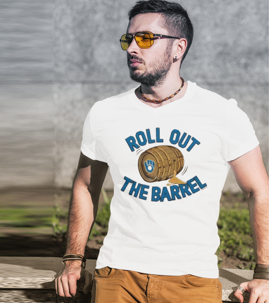 Milwaukee Brewers Roll Out The Barrel Vintage Gold Baseball Theme T-Shirt