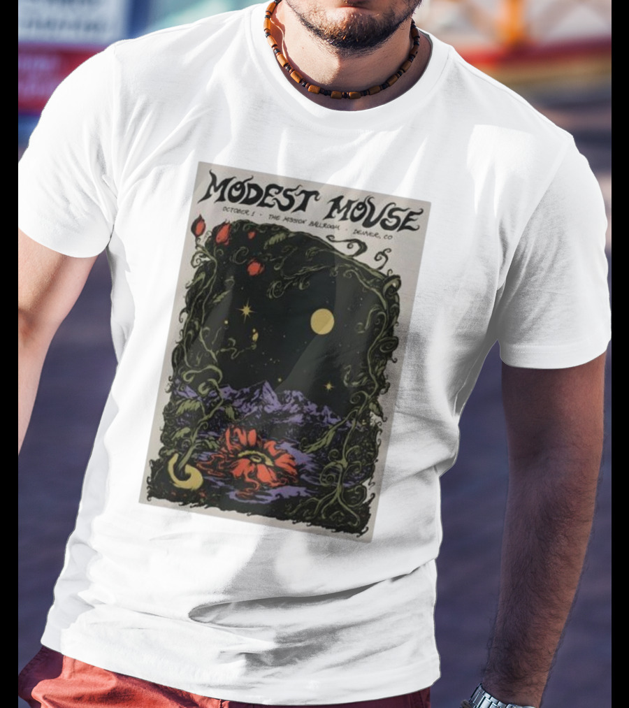 Modest Mouse October 1 The Mission Ballroom Denver CO Moonlit Floral Mountain T-Shirt