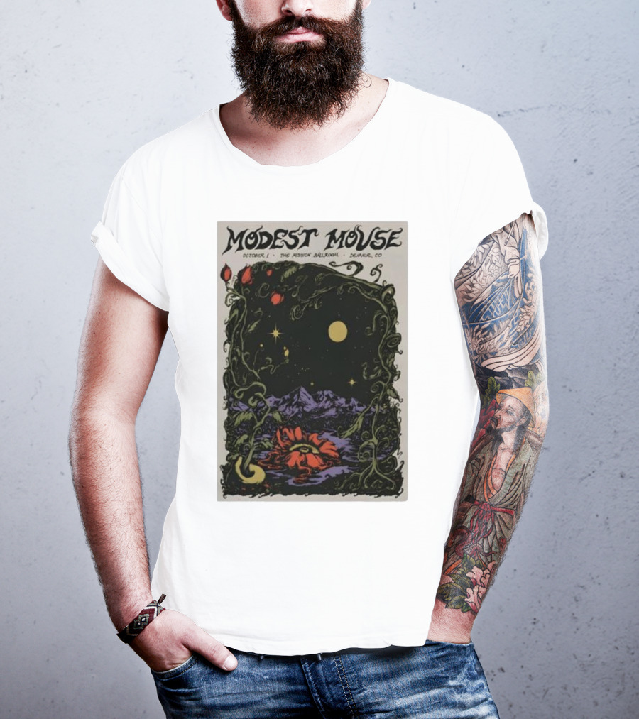 Modest Mouse October 1 The Mission Ballroom Denver CO Moonlit Floral Mountain T-Shirt