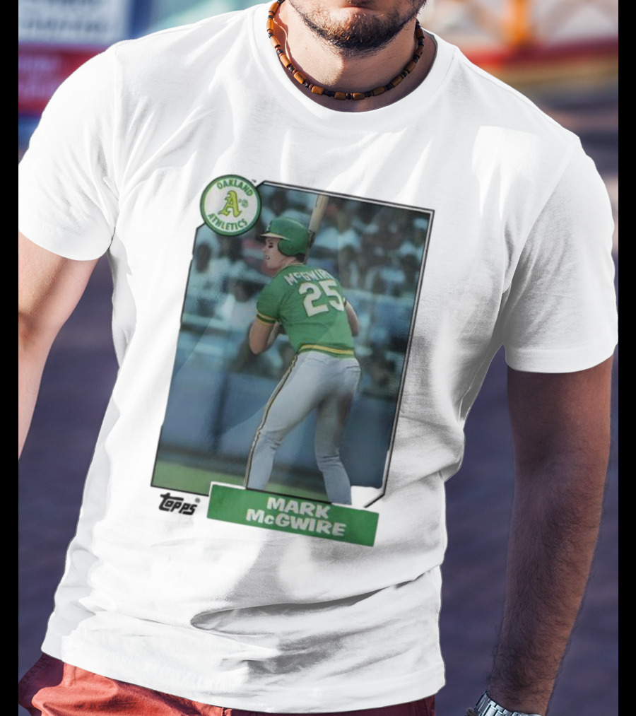 Oakland Athletics Mark McGwire 25 Topps Baseball Player MLB T-Shirt