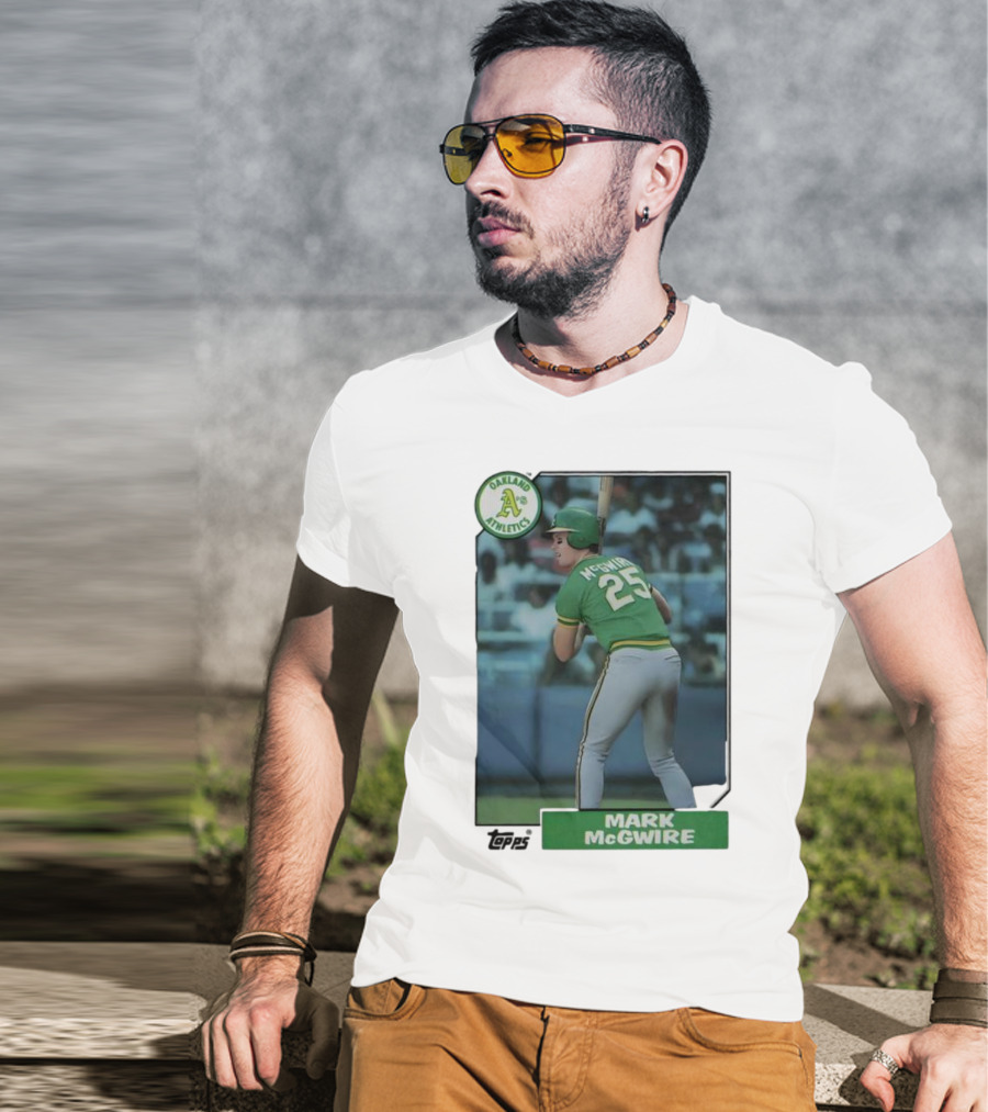 Oakland Athletics Mark McGwire 25 Topps Baseball Player MLB T-Shirt