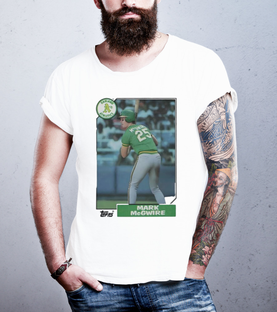 Oakland Athletics Mark McGwire 25 Topps Baseball Player MLB T-Shirt