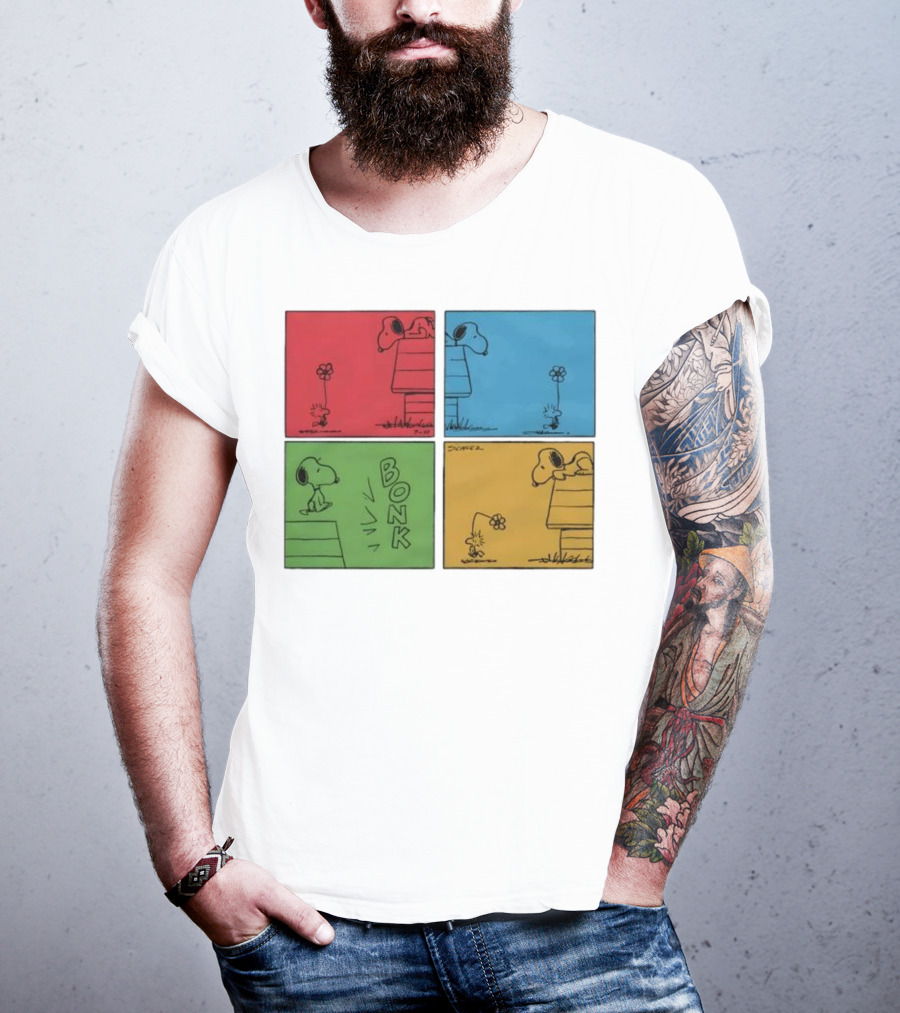 Snoopy And Woodstock Comic Panels Bonk Series By Schulz T-Shirt
