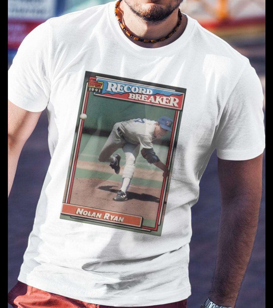 Topps 1991 Nolan Ryan Texas Rangers Record Breaker MLB T-Shirt