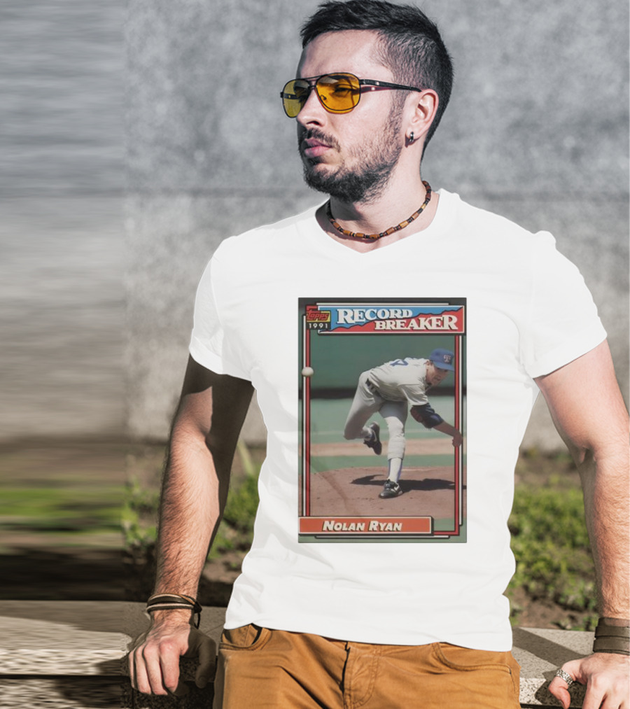 Topps 1991 Nolan Ryan Texas Rangers Record Breaker MLB T-Shirt