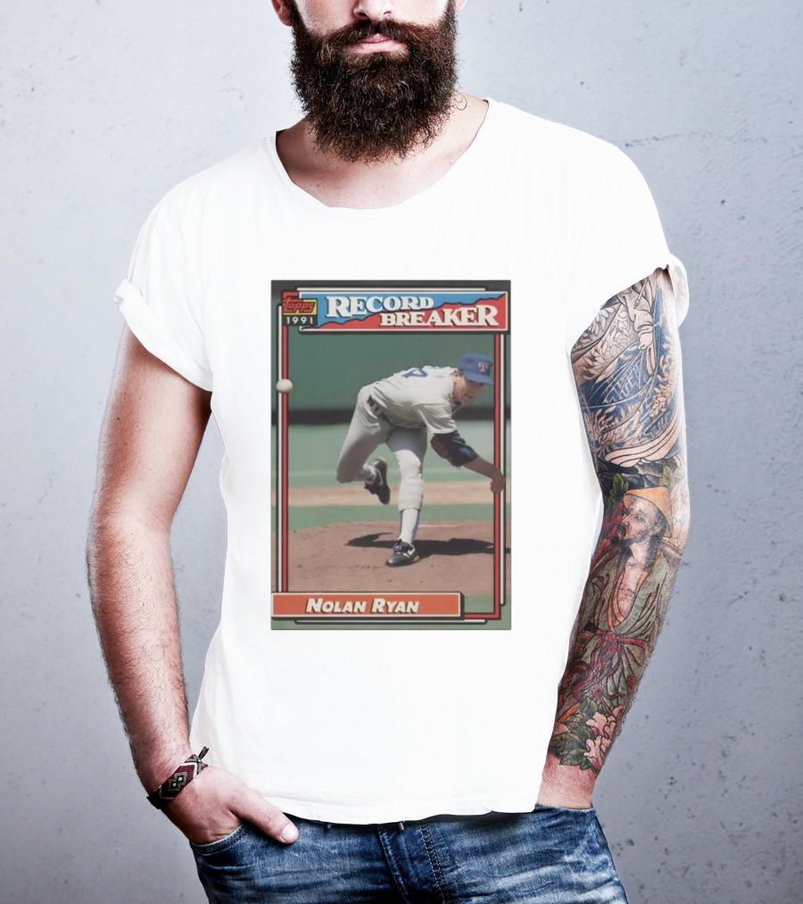 Topps 1991 Nolan Ryan Texas Rangers Record Breaker MLB T-Shirt
