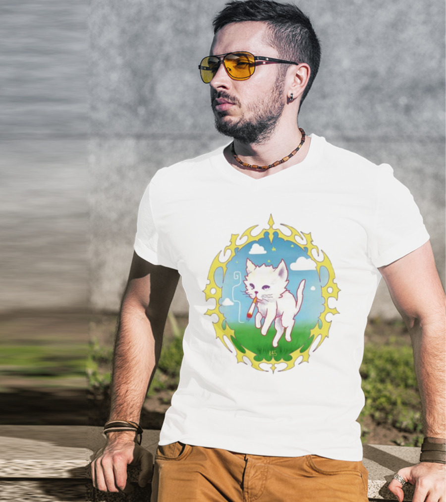 Where's Your Head At Cat Kitties Cosmic Chill Smoke Art T-Shirt
