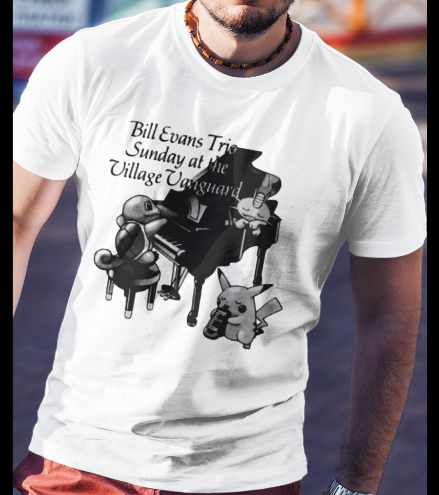 Bill Evans Trio Sunday At The Village Vanguard Pikachu Squirtle Playing Piano T-Shirt