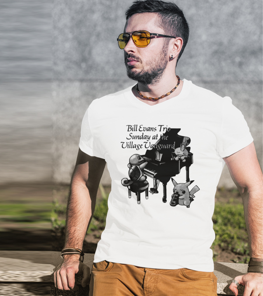 Bill Evans Trio Sunday At The Village Vanguard Pikachu Squirtle Playing Piano T-Shirt