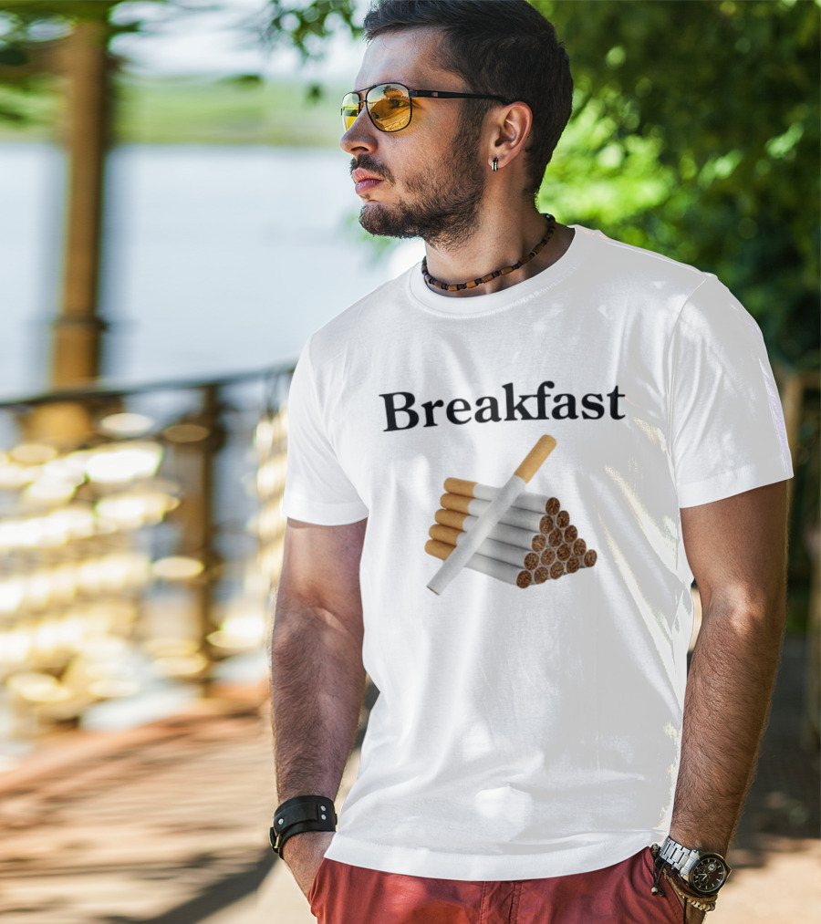 Breakfast Cigarette Stacked Cigarettes Pyramid T-Shirt