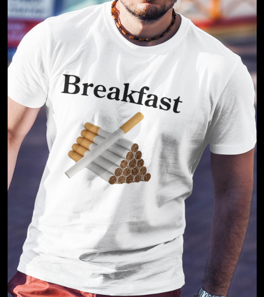 Breakfast Cigarette Stacked Cigarettes Pyramid T-Shirt
