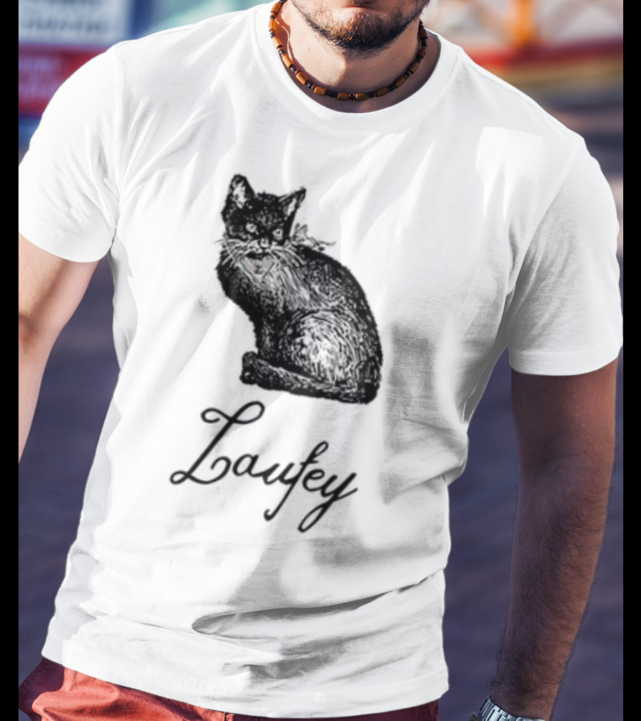 Laufey Black Cat Red Bow Silhouette T-Shirt