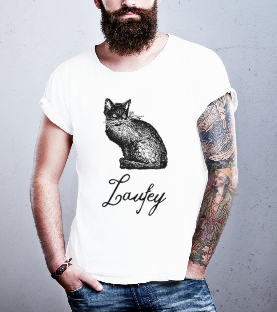 Laufey Black Cat Red Bow Silhouette T-Shirt