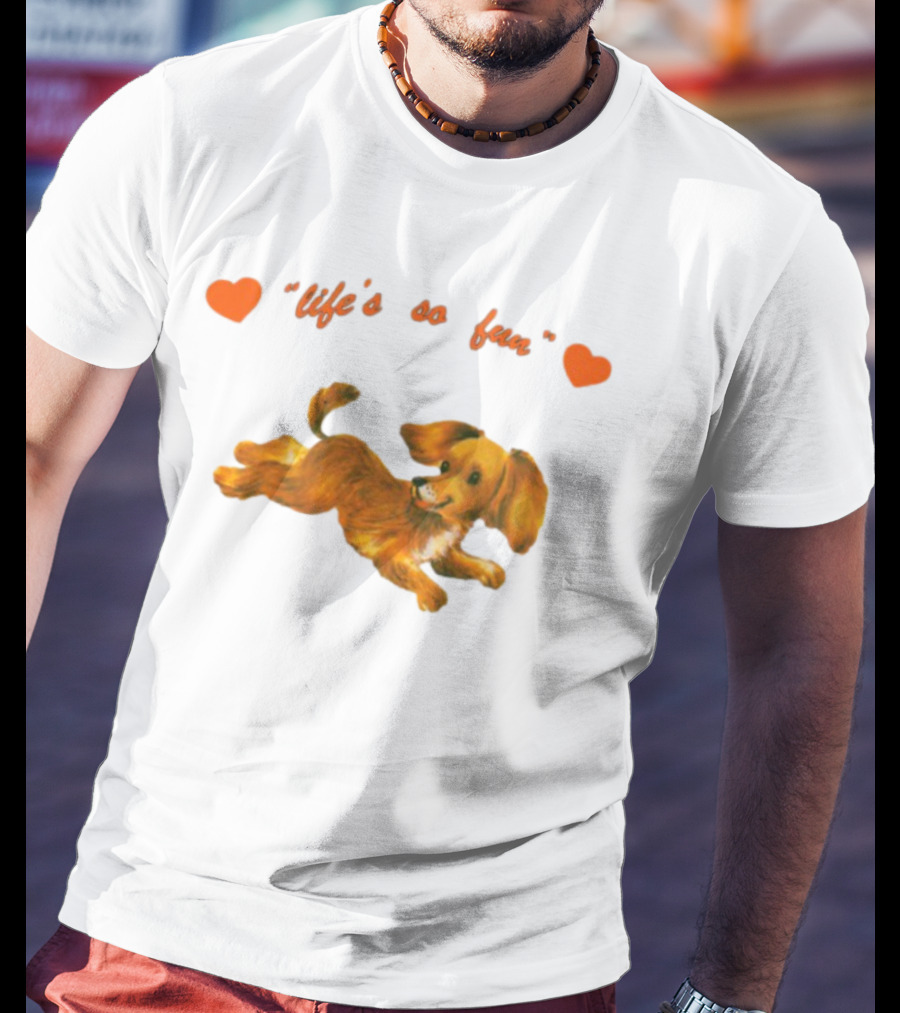 "Life's So Fun Playful Dog Hearts" T-Shirt