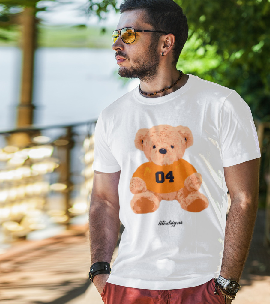 Lilisdsigns 04 Teddy Bear Plush Toy In Orange T-Shirt