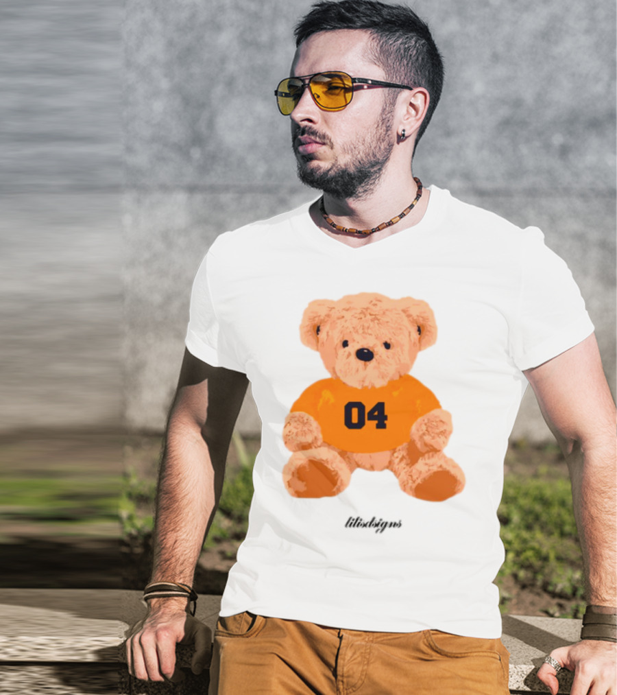 Lilisdsigns 04 Teddy Bear Plush Toy In Orange T-Shirt