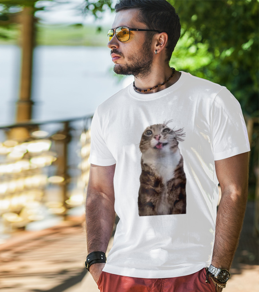 Rigby Cat Funny Feline Expression With Tongue Out T-Shirt