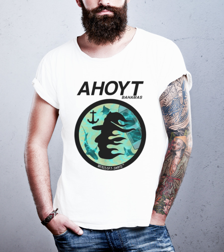 Worldof S Ahoyt Bahamas Anchor Sharks Circle Ocean Theme T-Shirt