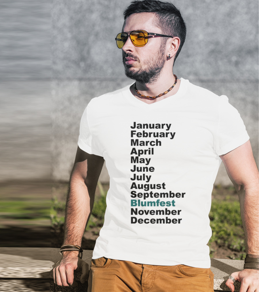 Blumhouse Blumfest Annual Celebrations Calendar Months Listed Design T-Shirt