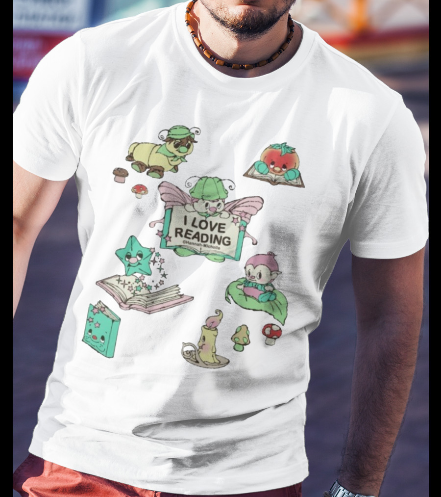 I Love Reading Hannah Michelle Cute Fantasy Characters And Books T-Shirt