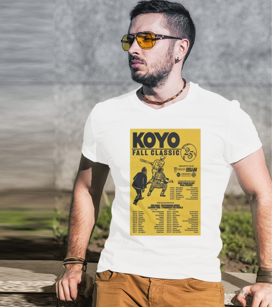 Koyo Fall Classic 2025 Tour Featuring New Found Glory Real Friends Ben Quad Restraining Order T-Shirt