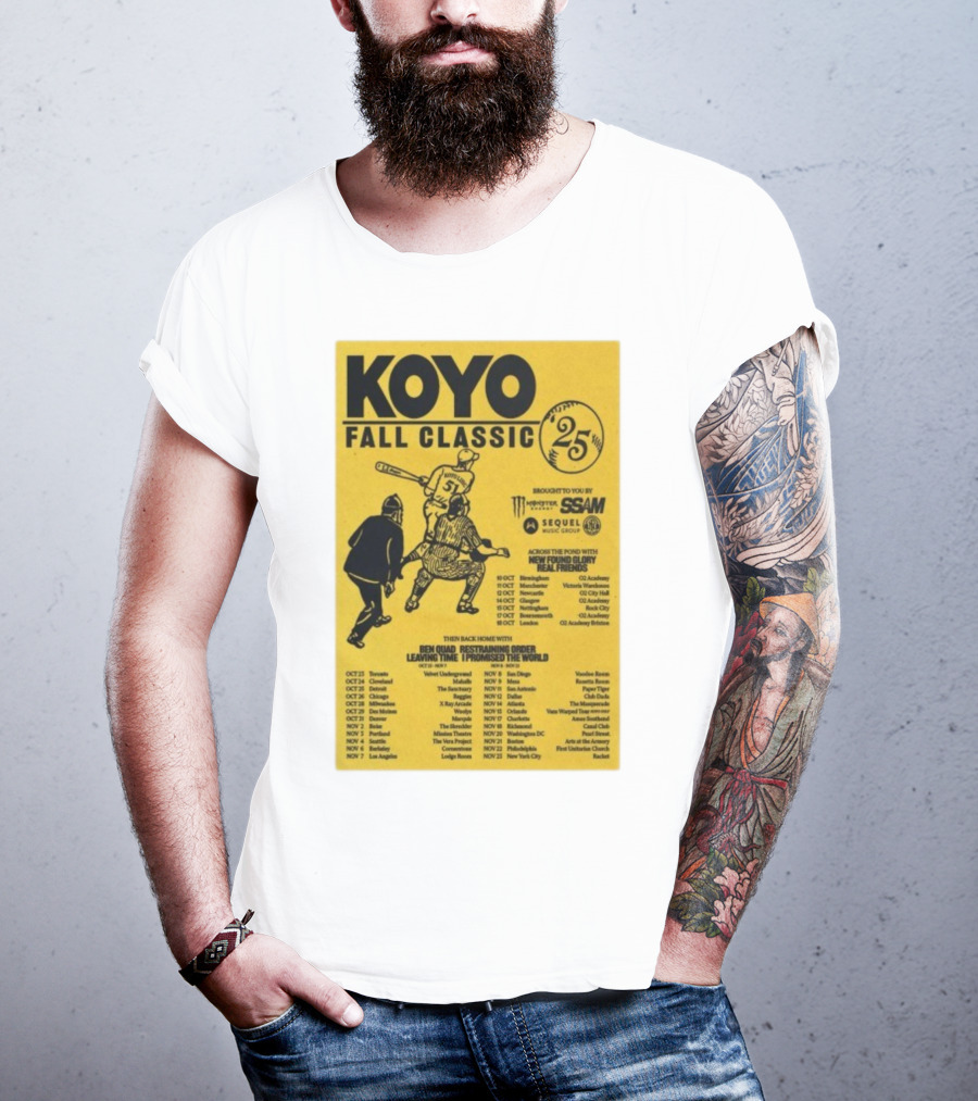 Koyo Fall Classic 2025 Tour Featuring New Found Glory Real Friends Ben Quad Restraining Order T-Shirt