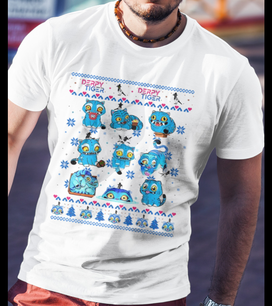Kpop Derpy Tiger Demon Hunter Saja Boys Huntrix Christmas Tiger Faces T-Shirt