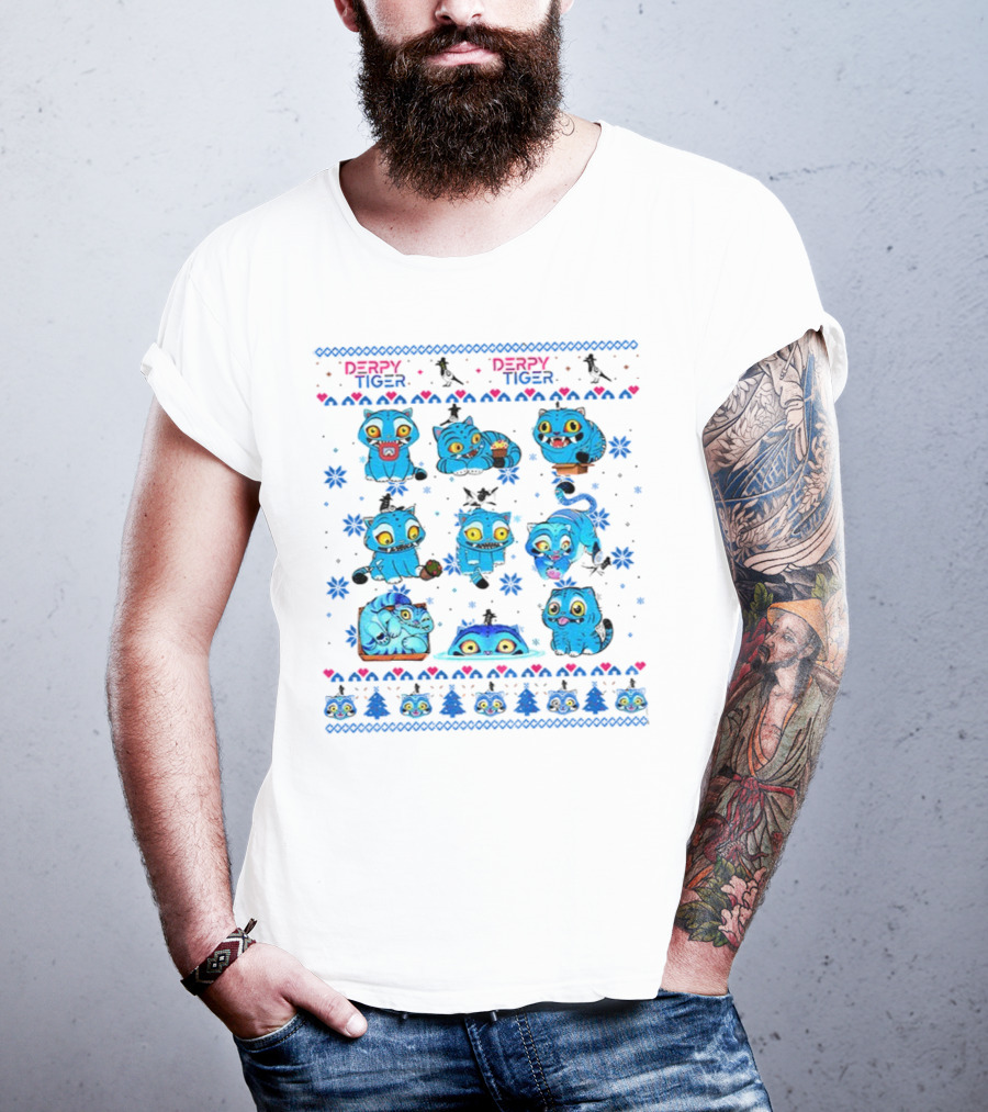 Kpop Derpy Tiger Demon Hunter Saja Boys Huntrix Christmas Tiger Faces T-Shirt