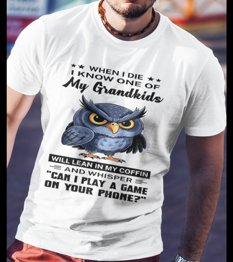 Owl When I Die Grandkids Whisper Can I Play A Game T-Shirt