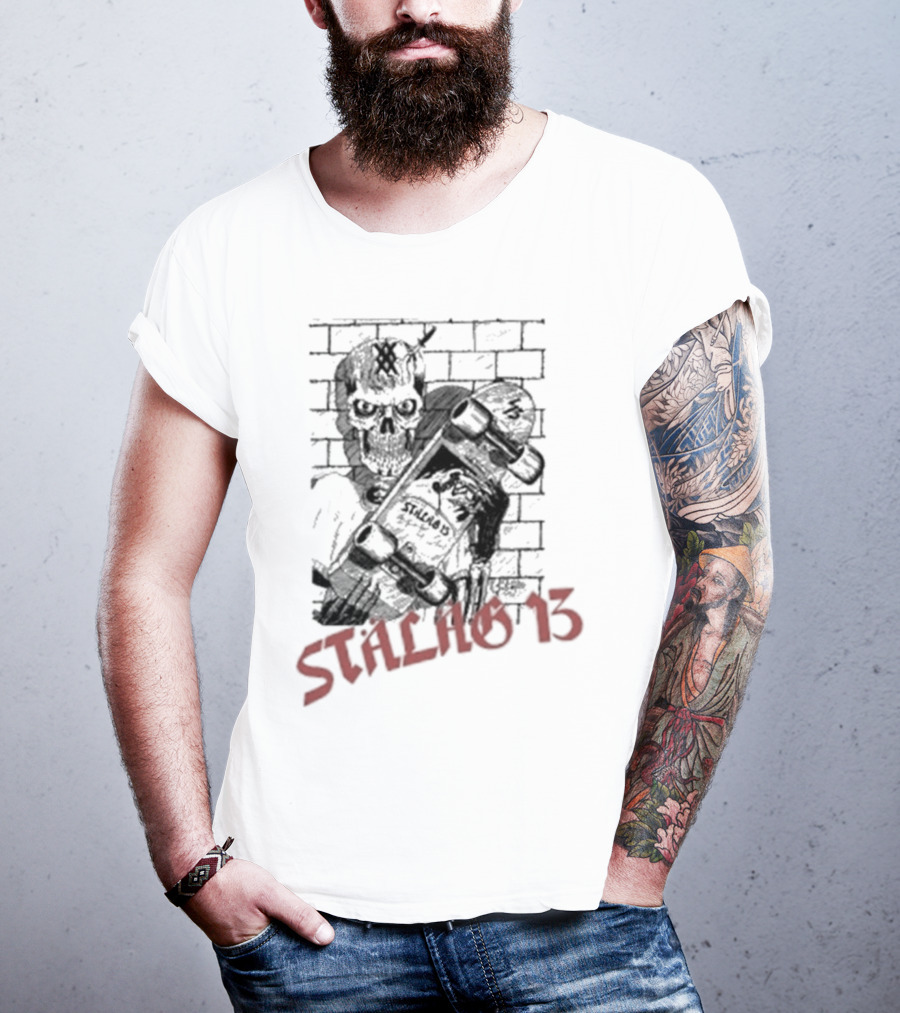 Stalag 13 Skull Skateboard Brick Wall T-Shirt
