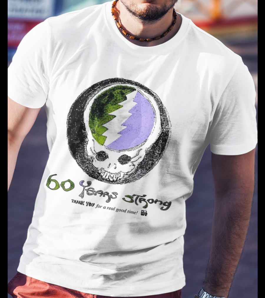 60 Years Strong Thank You For A Real Good Time Skull Halloween Sketch T-Shirt