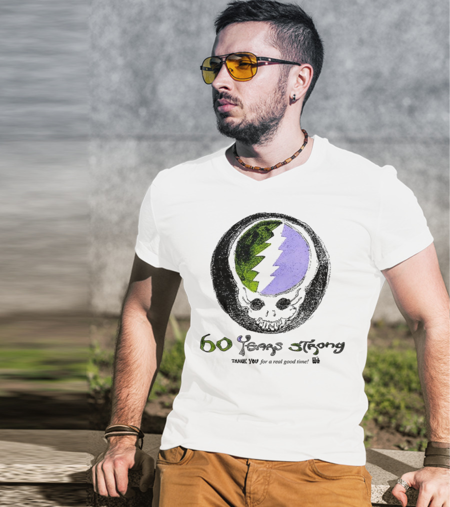 60 Years Strong Thank You For A Real Good Time Skull Halloween Sketch T-Shirt