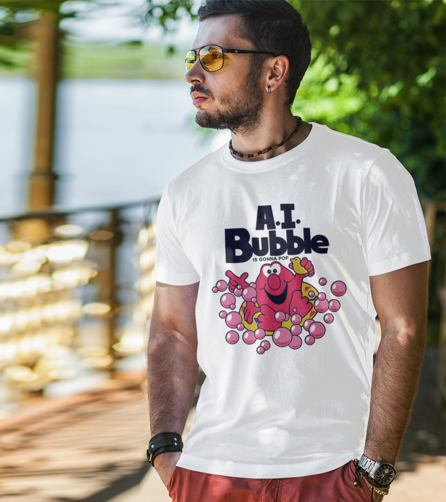 A.I. Bubble Is Gonna Pop Funny Red Character With Pink Bubbles T-Shirt