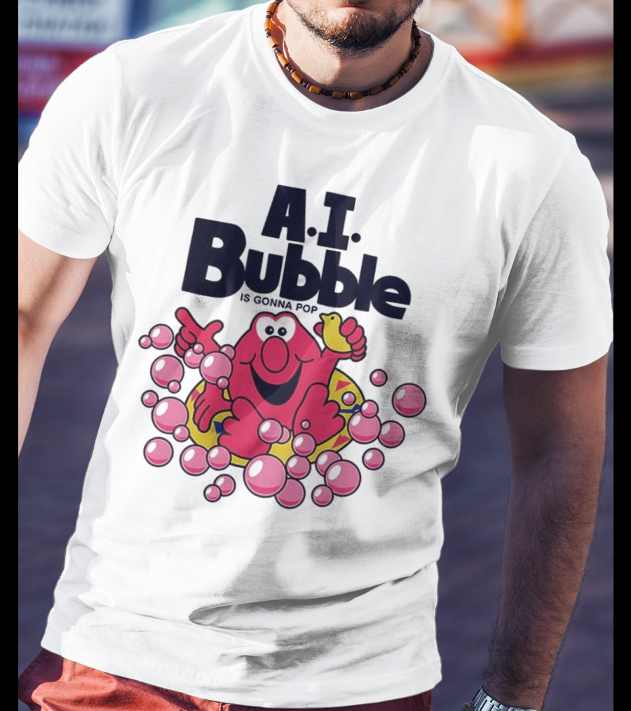 A.I. Bubble Is Gonna Pop Funny Red Character With Pink Bubbles T-Shirt